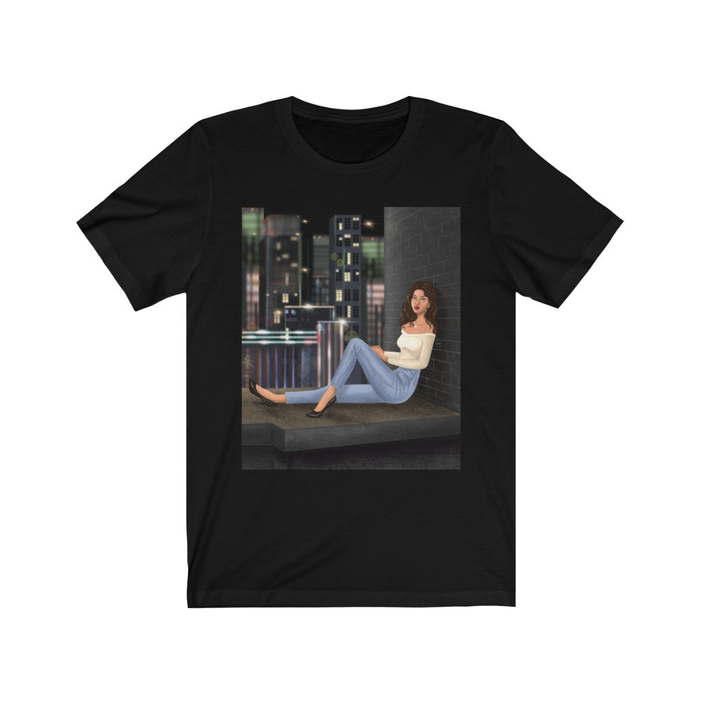 Girl on Ledge Buildings Printed Tee || The Ledge T-Shirts