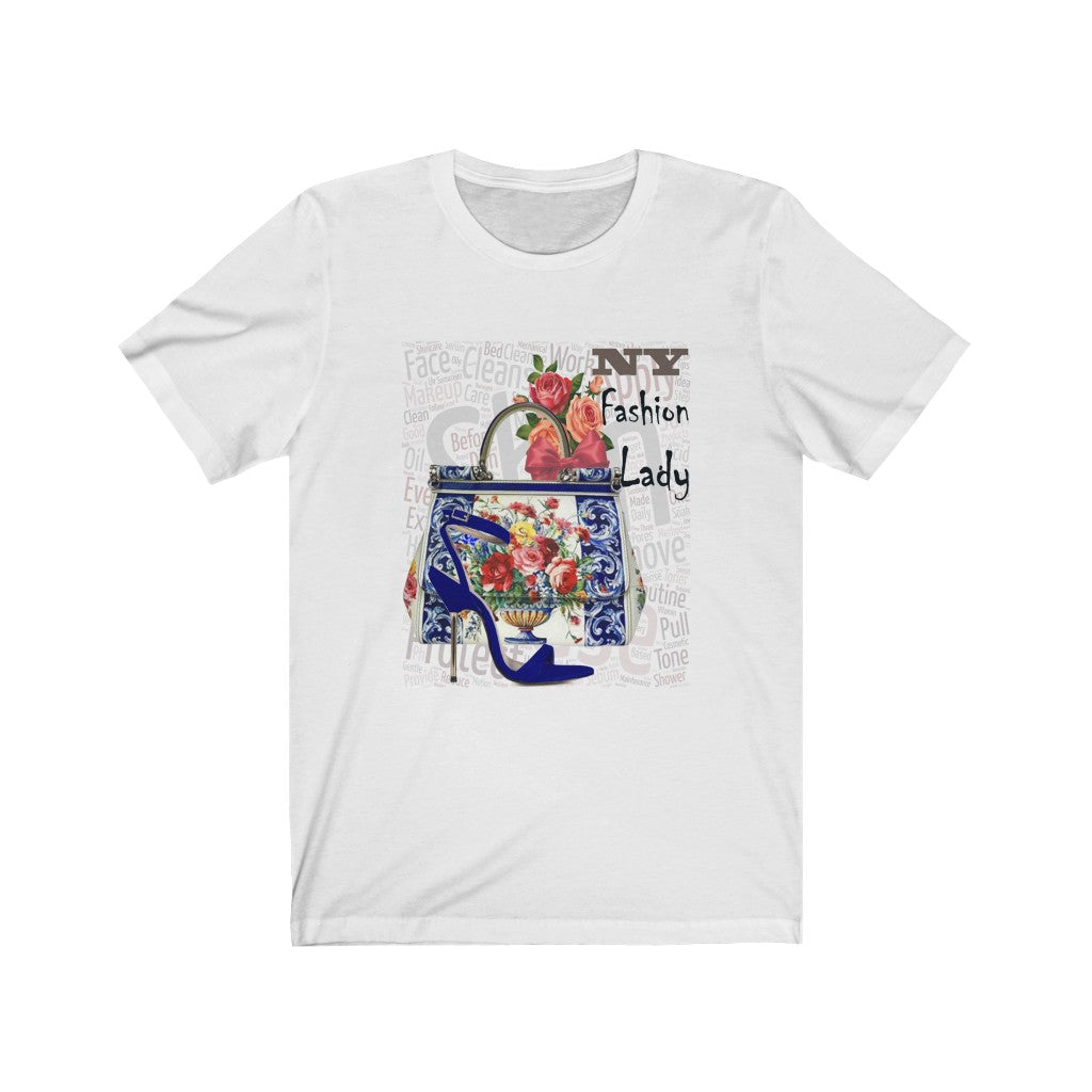 Blue Purse & Heels NY Fashion - Printed Tee || NY Fashion Tee || fashion Tee for Women