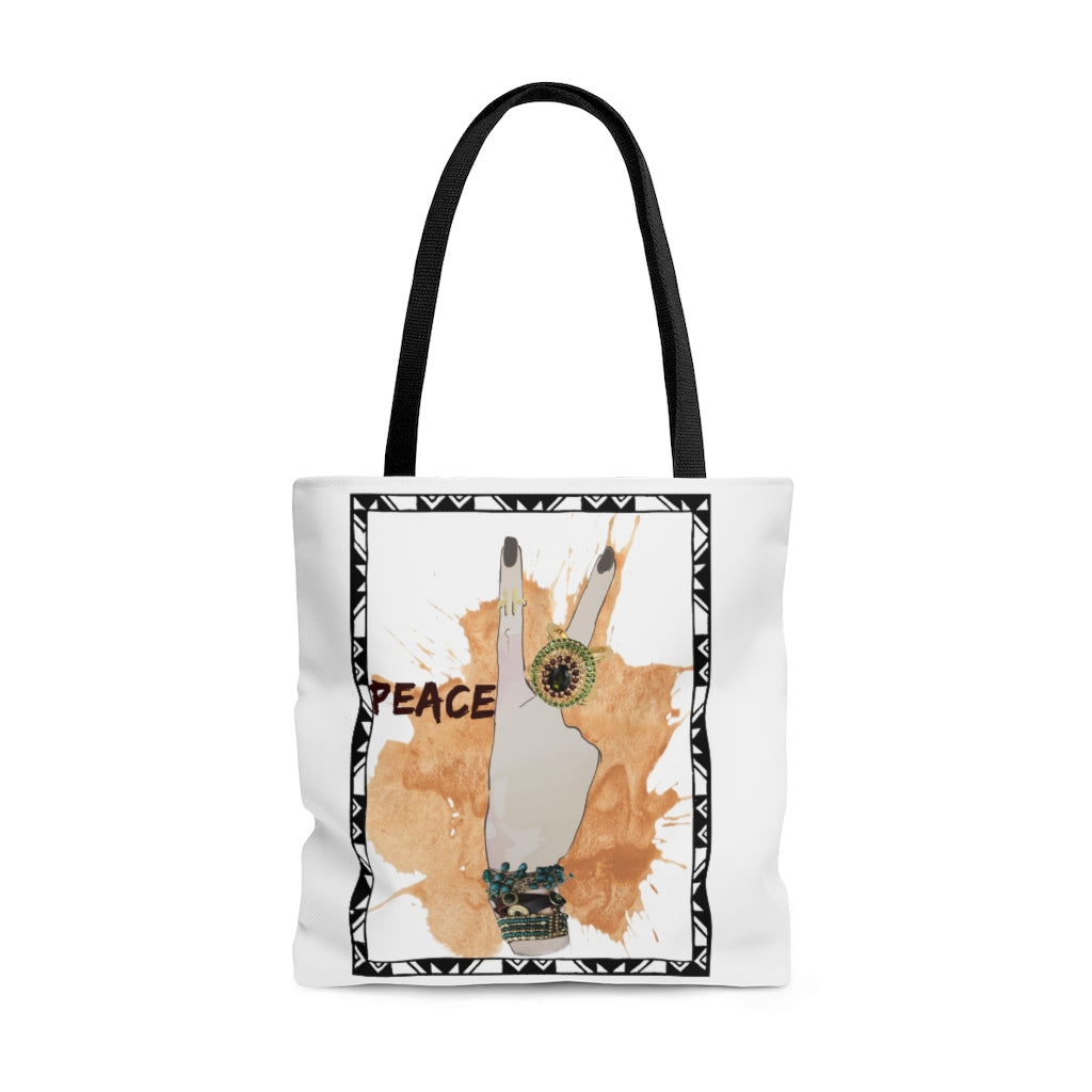 Peace - Printed Tote || Peace Sign Tote Bag