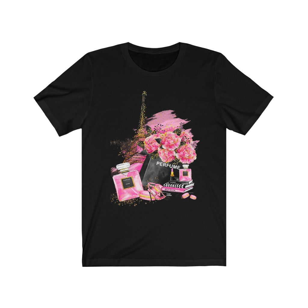 Pink and Black Paris - Printed Tee || Pink and Black Paris Top Tee US