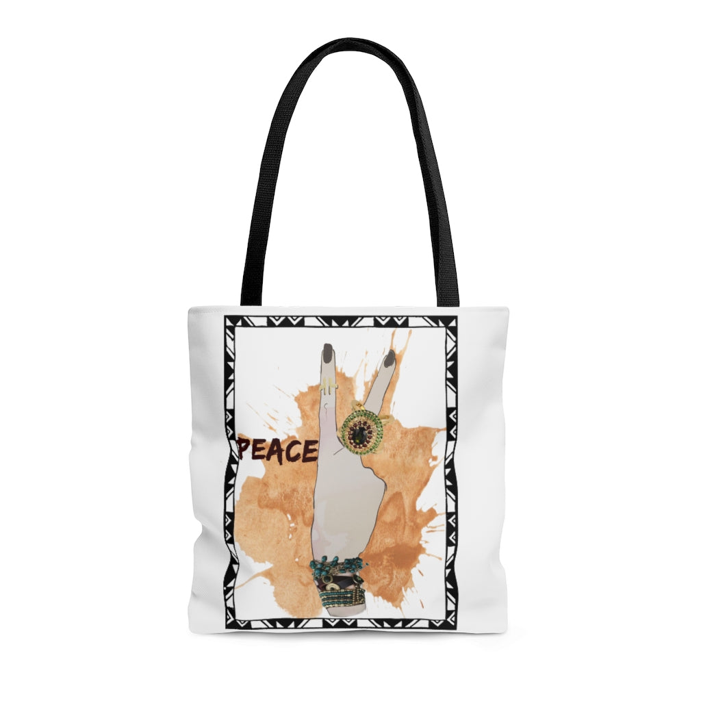 Peace - Printed Tote || Peace Sign Tote Bag