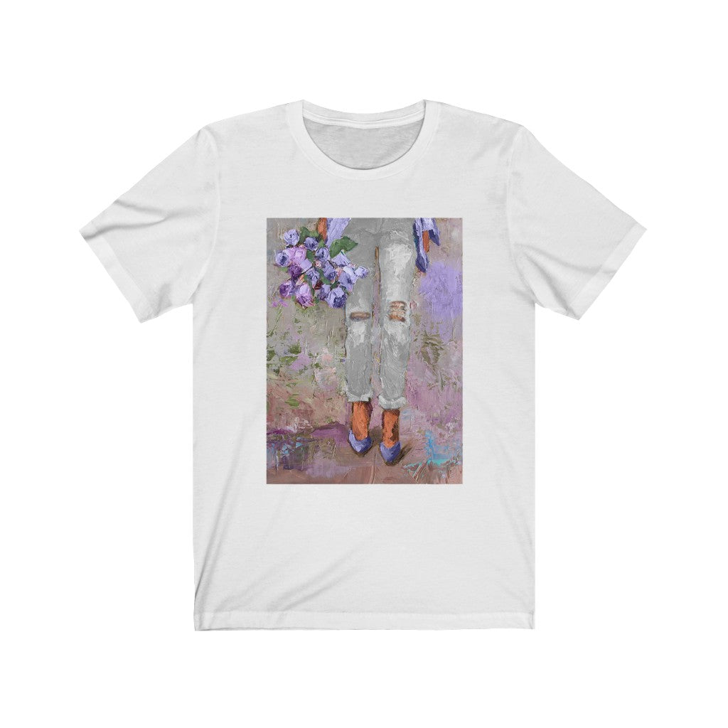 White Pants and Lavender Flowers Tee - Printed Tee || Lavender Flowers Tshirt